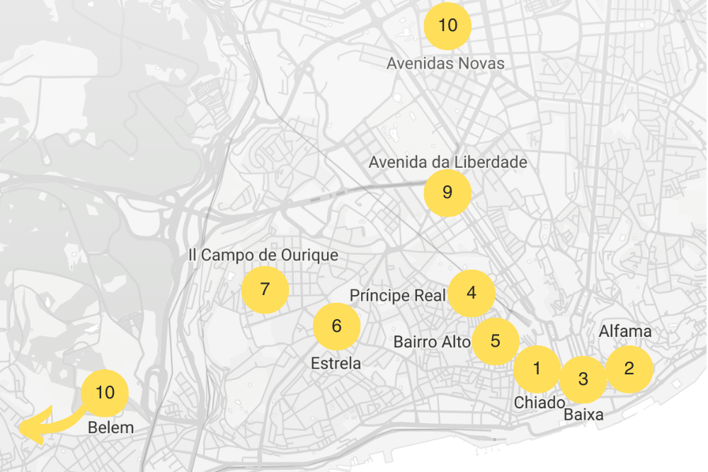 Lisbon neighborhoods map